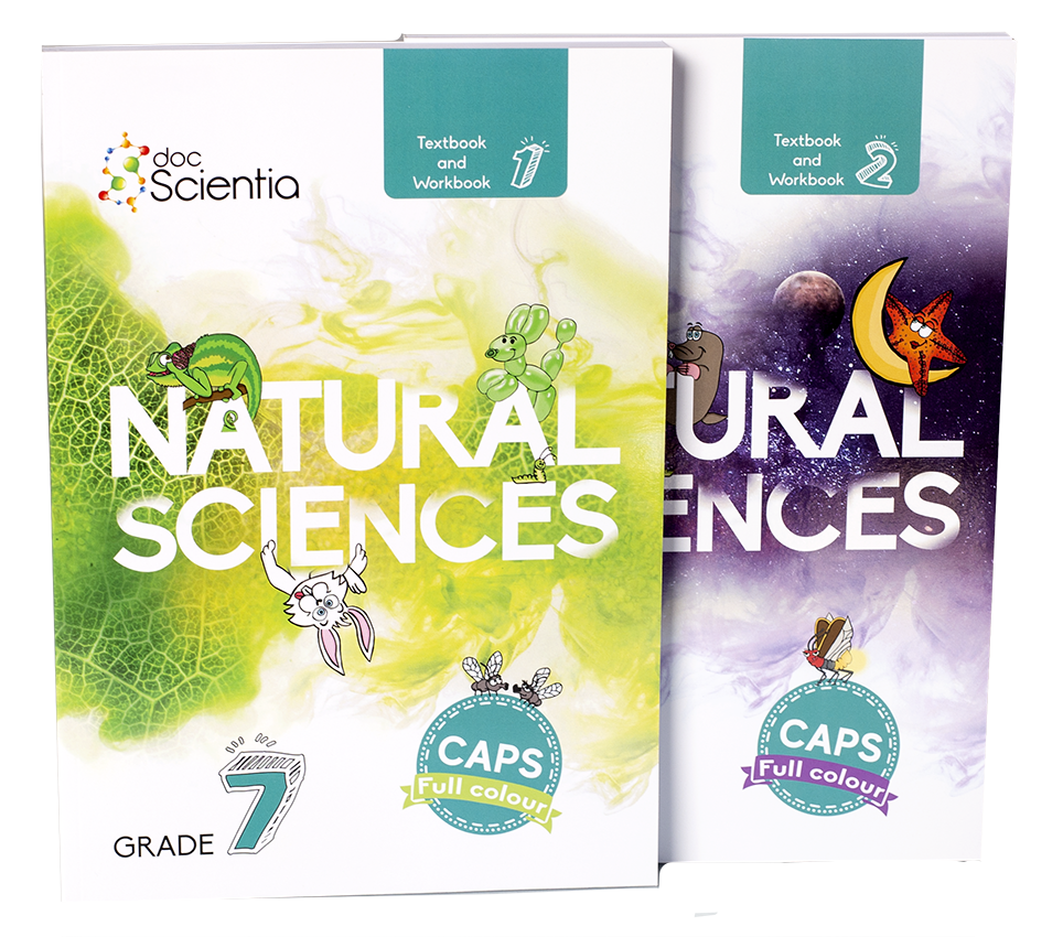 Grade 7 DocScientia Natural Sciences Textbook and Workbook Book 1 and 2 (2 Books) COLOUR