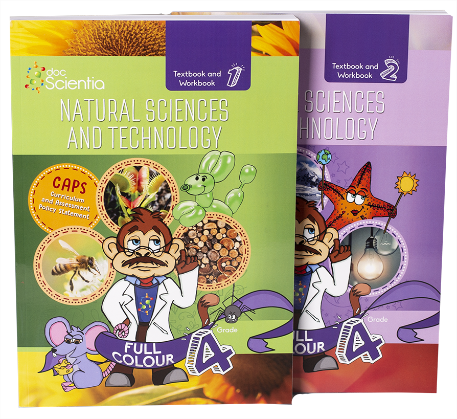 Grade 4 DocScientia Textbook and Workbook Book 1 and 2 Natural Sciences &amp; Technology Colour (2 Books)