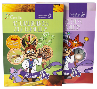 Grade 4 DocScientia Textbook and Workbook Book 1 and 2 Natural Sciences &amp; Technology Colour (2 Books)