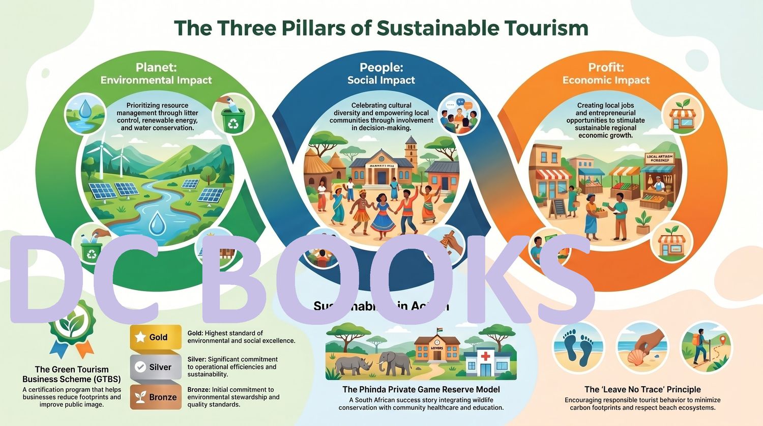 Sustainable Tourism Three Pillars Infographic