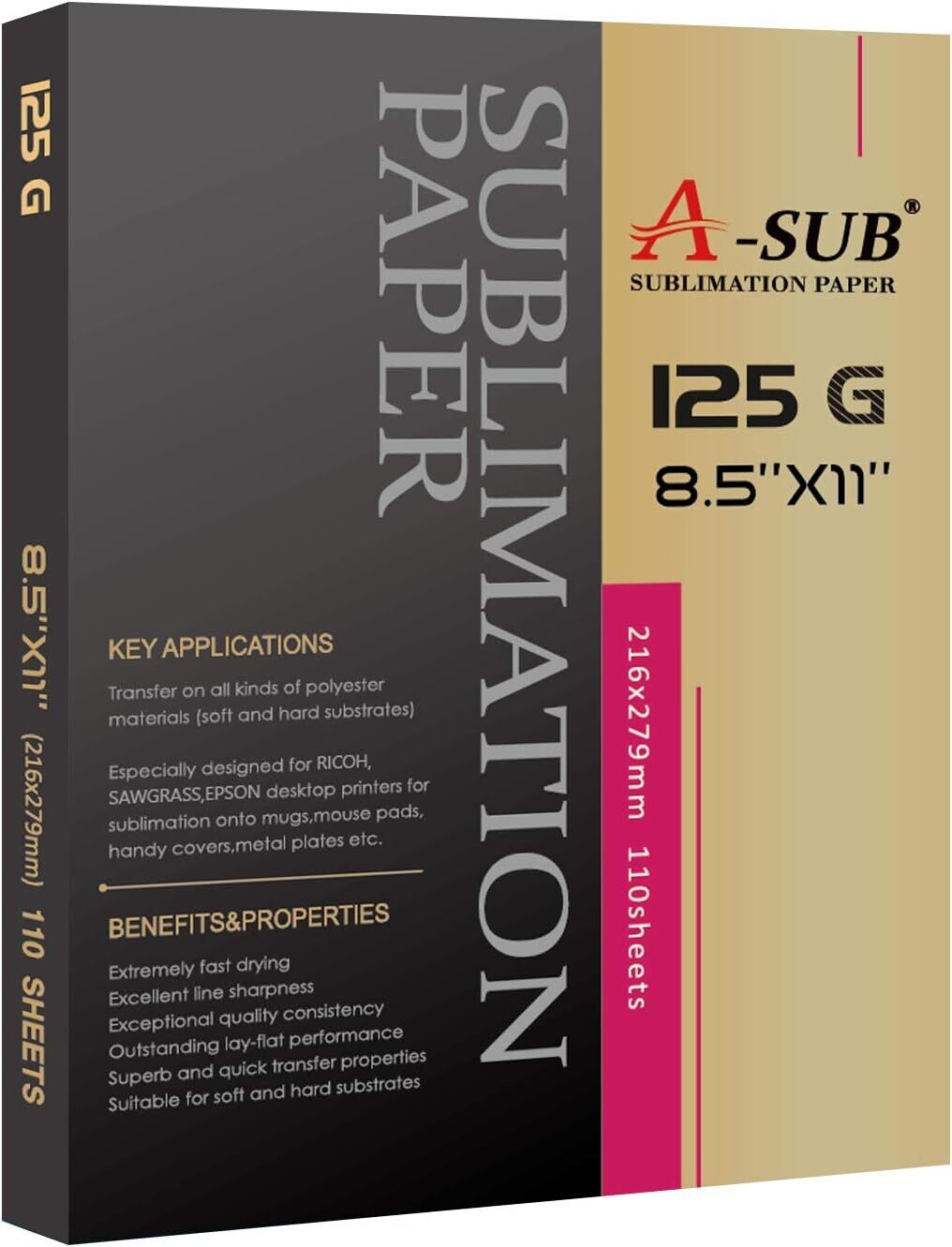 A-SUB Sublimation Paper 8.5&quot; x 11&quot; 125 G