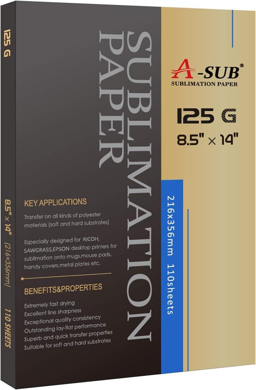 A-SUB Sublimation Paper 8.5&quot; x 14&quot; 125 G