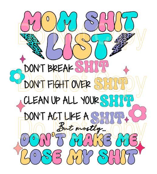 Clip Art MD 24 MOM SHIT LIST