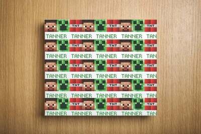 Personalized Custom Wrapping Paper | Add Any Name | MINECRAFT
