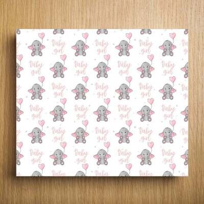 Personalized Baby Girl Wrapping Paper | Add Any Name | Baby Elephant