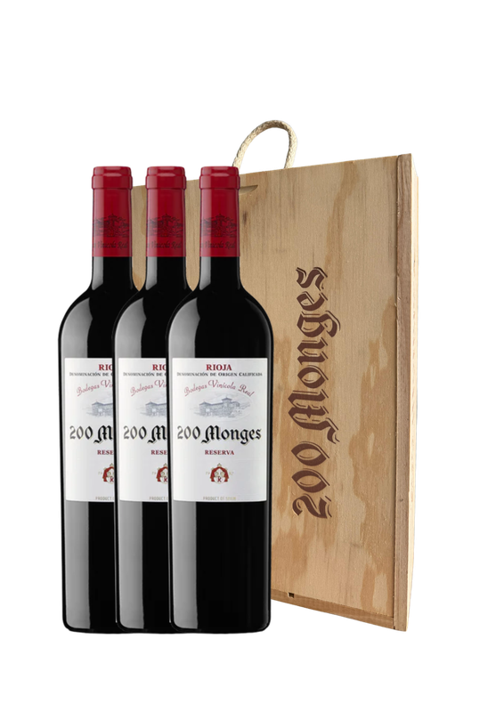 200 Monges Reserva Tinto Estuche Madera 3 botellas