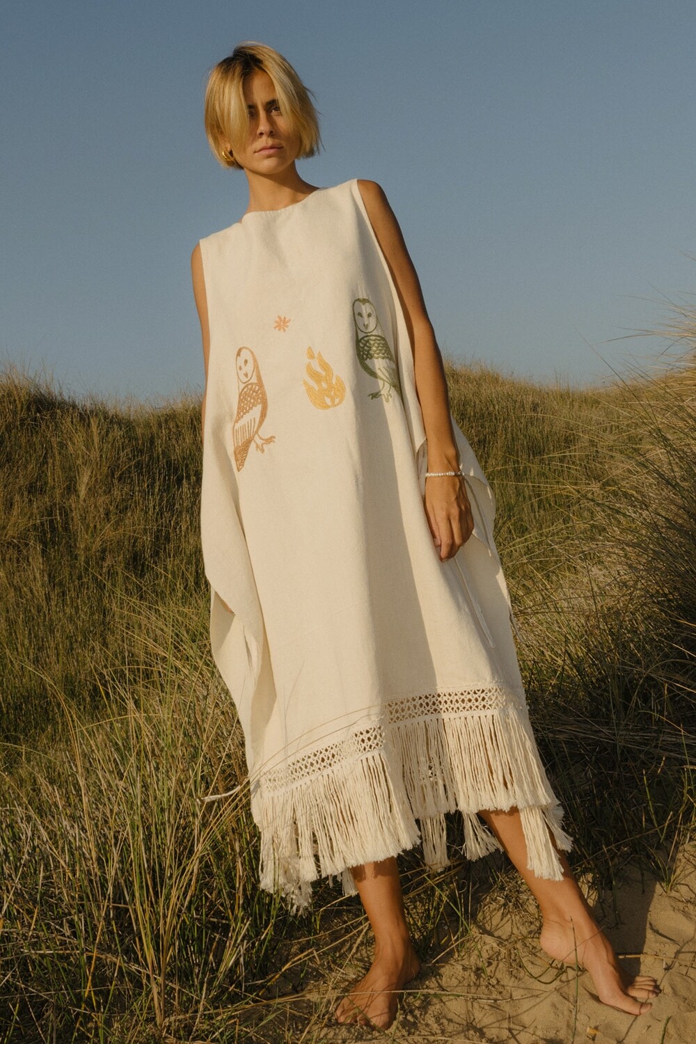 Reversible Embroidered Poncho Dress