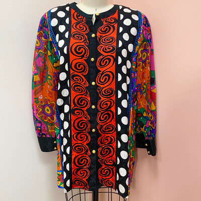 Diane Freis Multicolored 1980s Silk Blouse Diane Freis Multicolored 1980s Silk Blouse