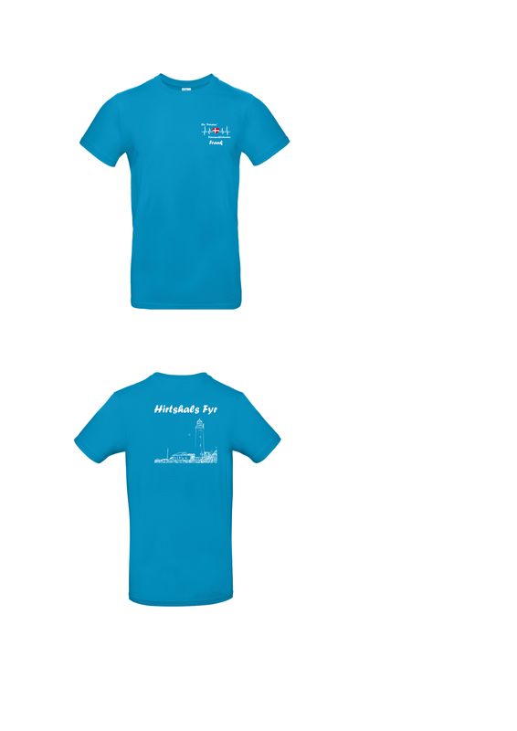 T-Shirt beidseitig bedruckt, Motive Hirtshals Fyr und Gruppenlogo