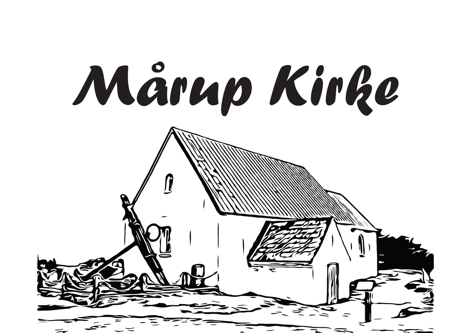 T-Shirt beidseitig bedruckt, Motive Mårup Kirke 2  und Gruppenlogo