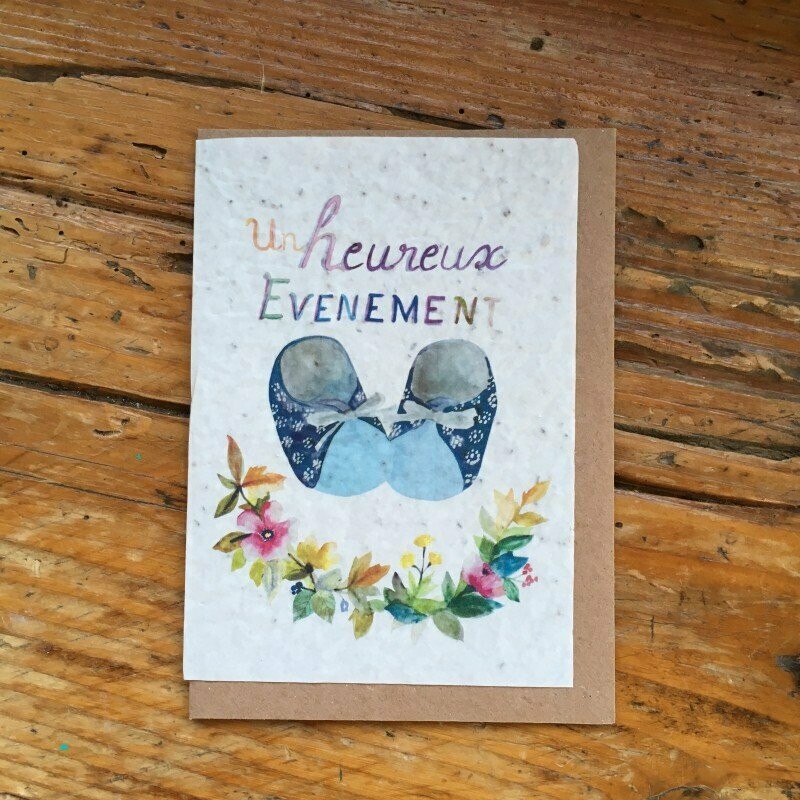 Carte à planter "Heureux événement bleu" - naissance
