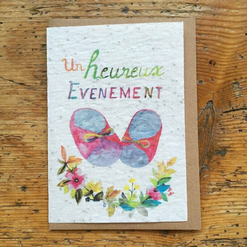Carte à planter "Heureux événement rose" - naissance