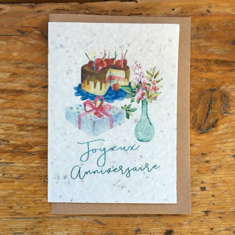 Carte à planter "joyeux anniversaire gâteau"