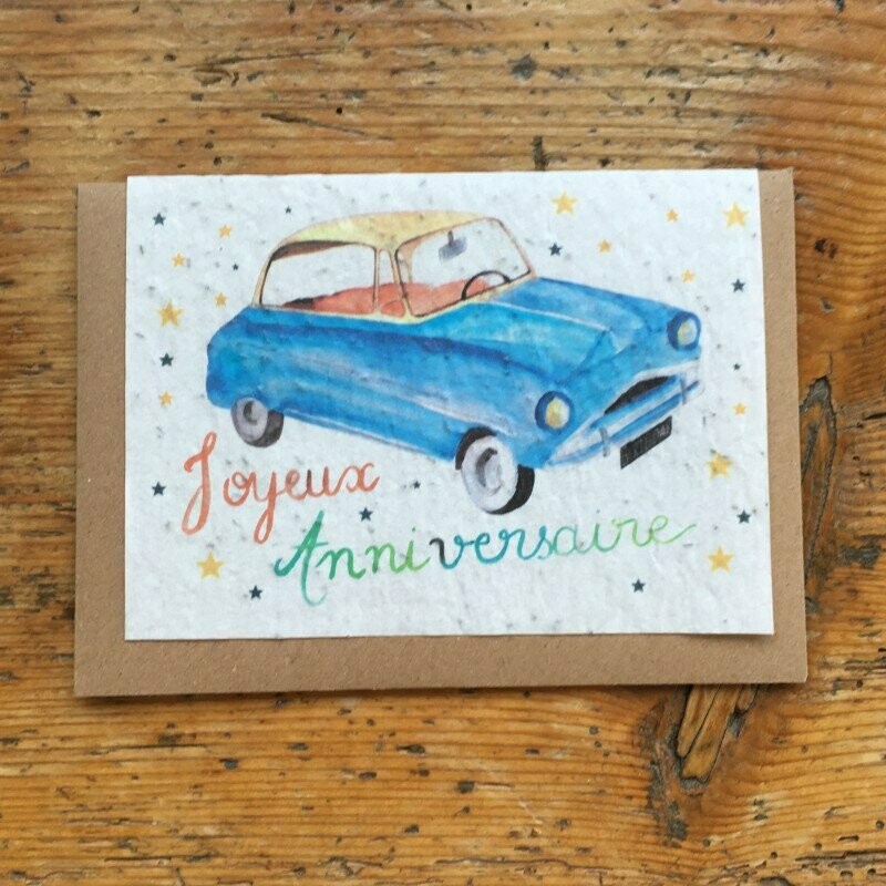 Carte à planter "Anniversaire voiture"