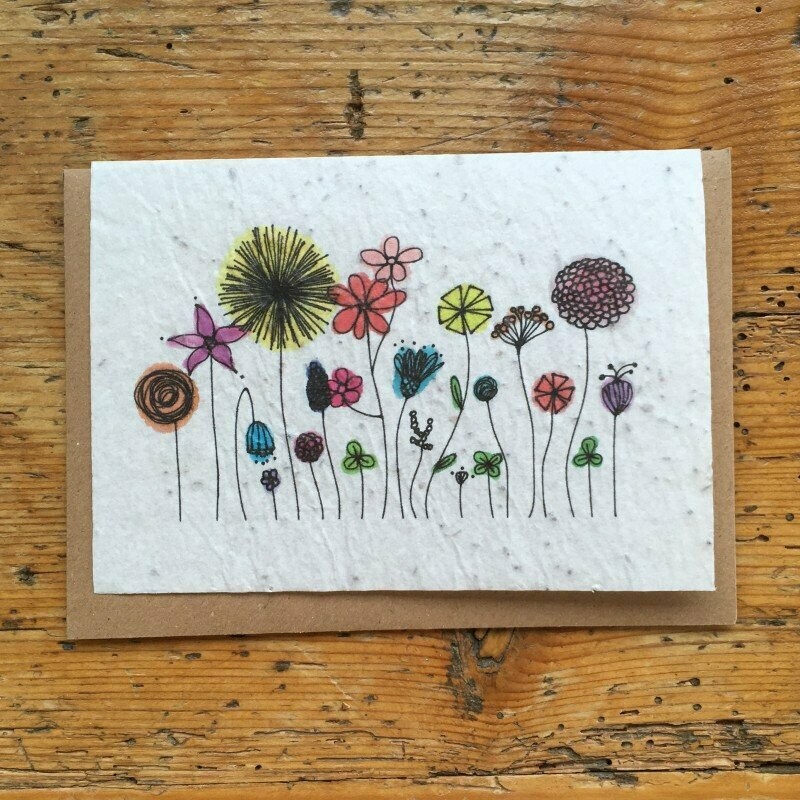 Carte à planter "fleurs multicolores"