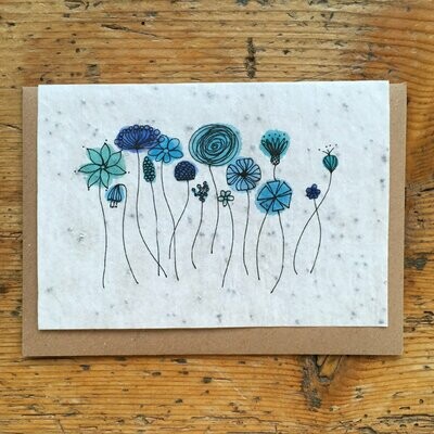 Carte à planter "fleurs bleues"