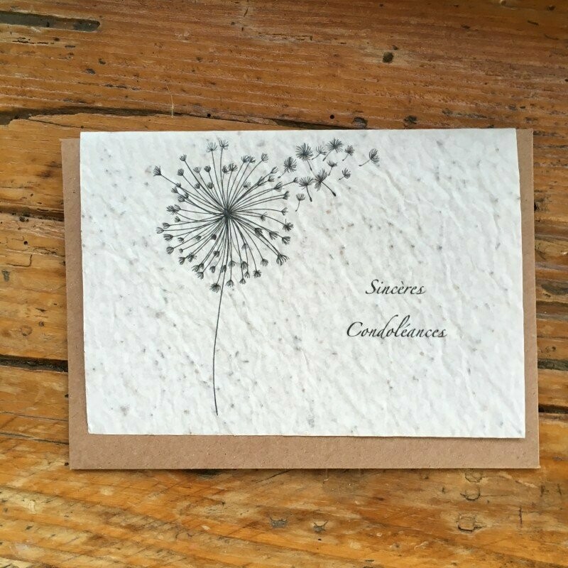 Carte à planter "sincères condoléances"