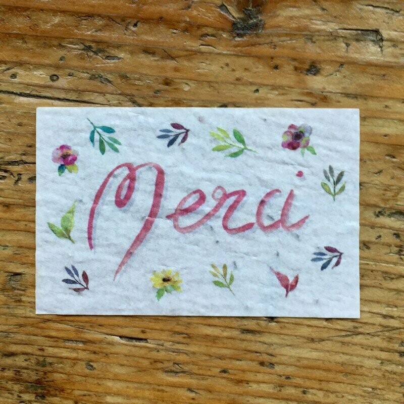 Mini carte à planter "merci fleurs des champs"