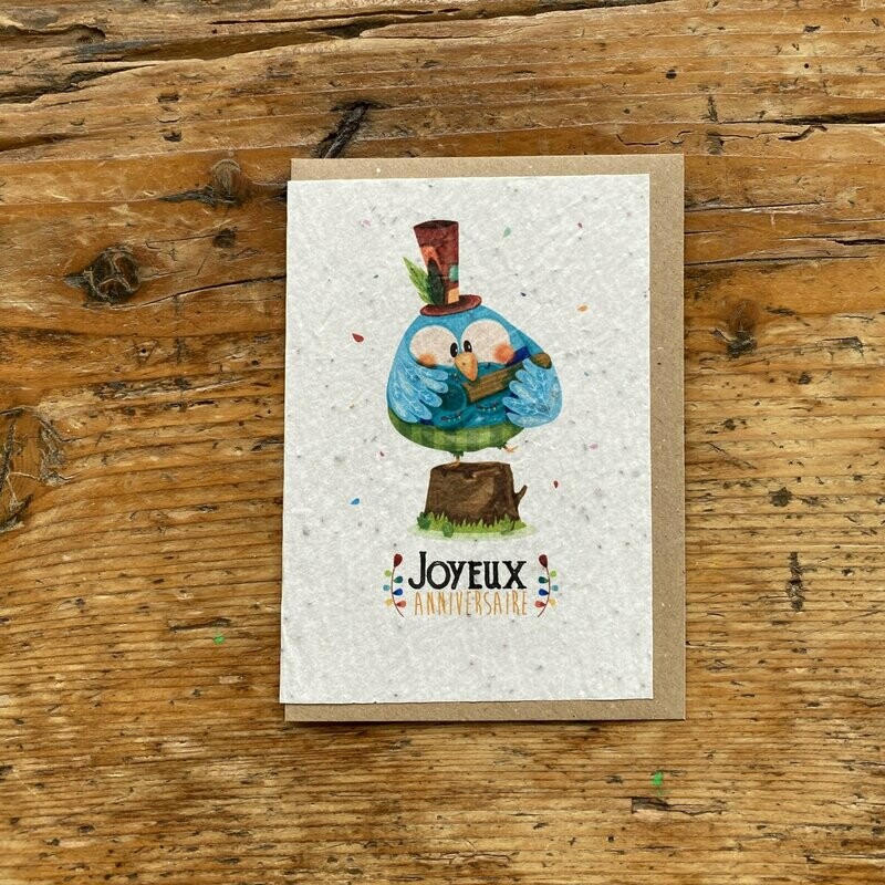 Carte à planter "anniversaire oiseau "