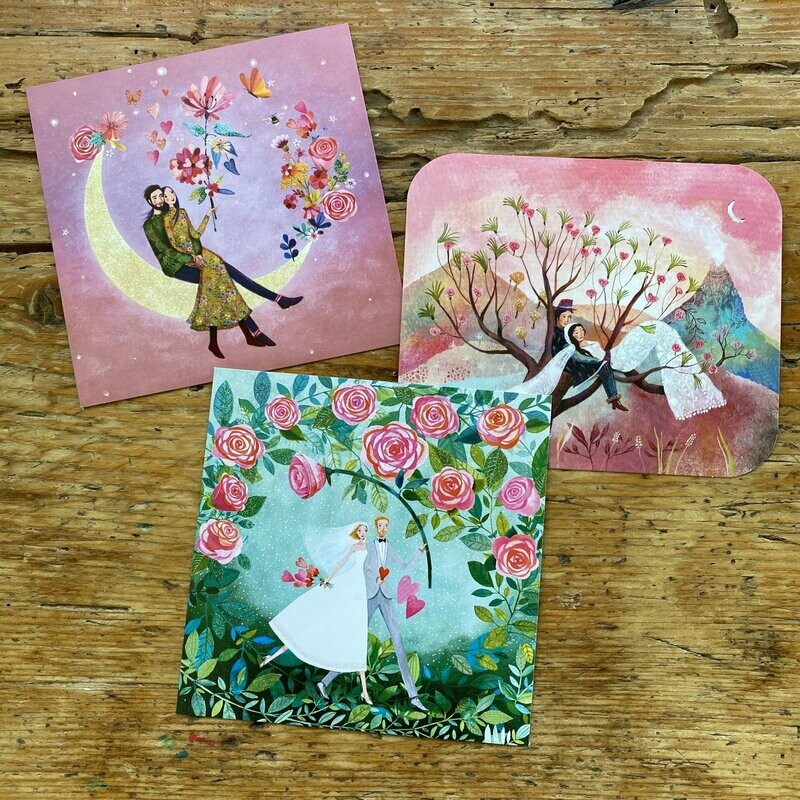 Lot de 5 cartes "mariage" surprise