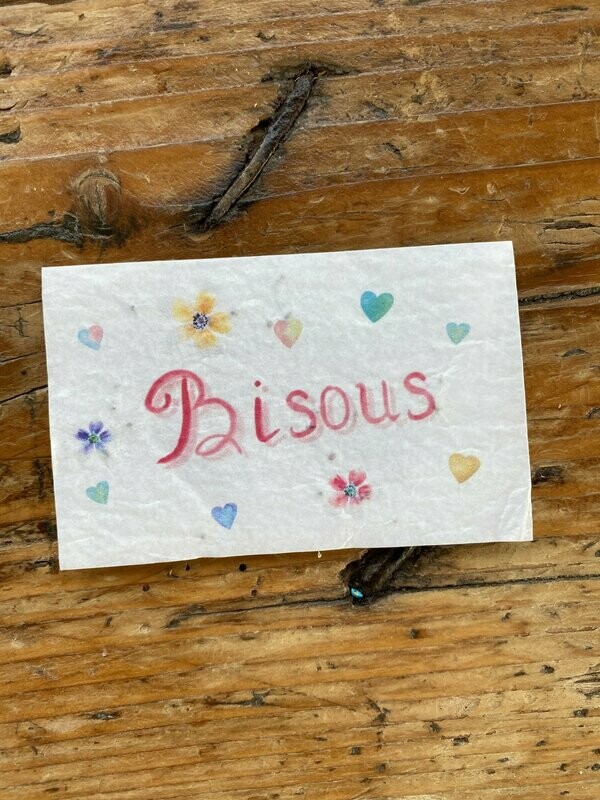 Mini carte à planter double "Bisous" fleurs des champs"