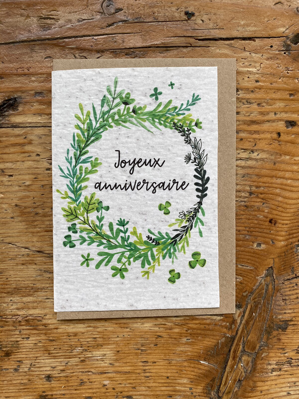 Carte à planter "anniversaire menthe "