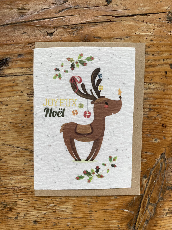 Carte à planter "joyeux Noël Renne"