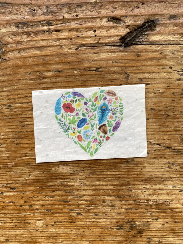 Mini carte à planter double "coeur " fleurs des champs