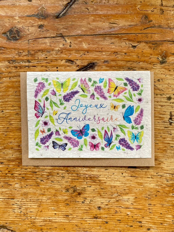 Carte à planter "Joyeux anniversaire papillons 🦋 "