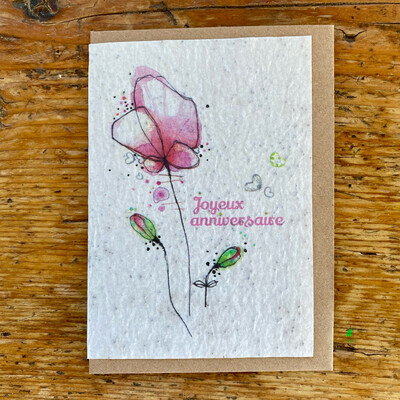 Carte à planter "Anniversaire fleur coquelicot "