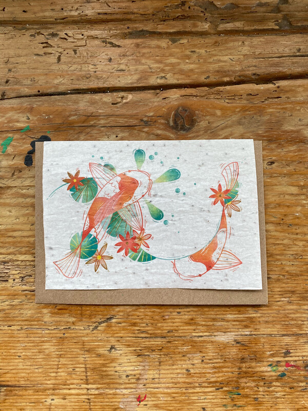 Carte à planter " carpe koi "