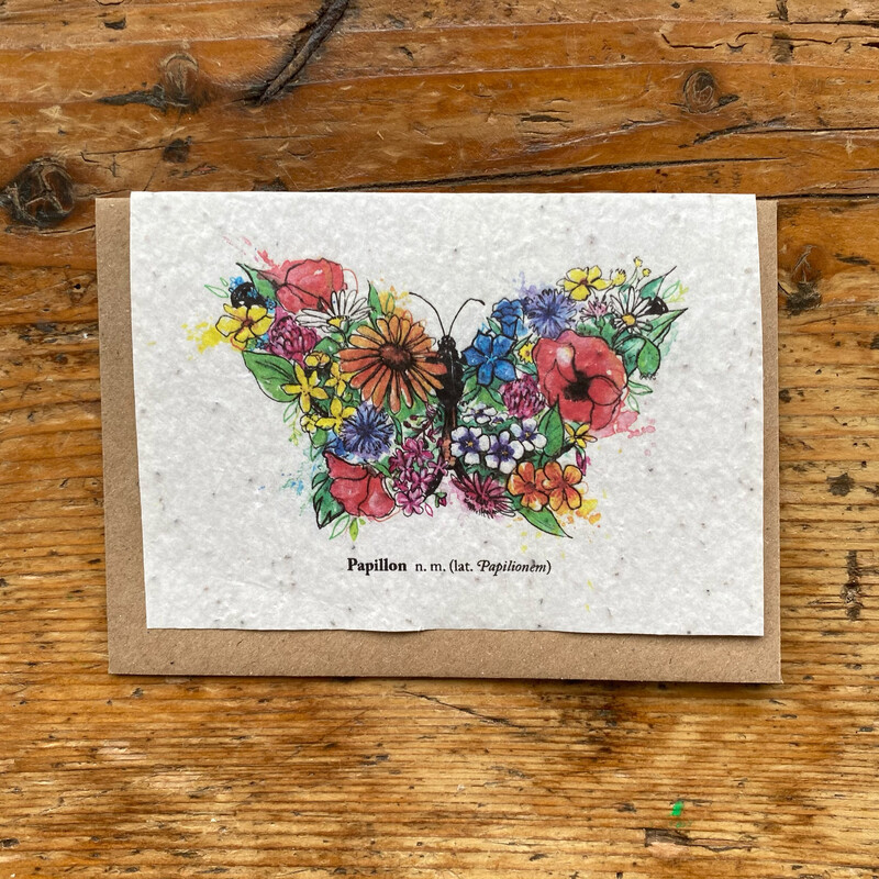 Carte à planter "Papillon de fleurs"
