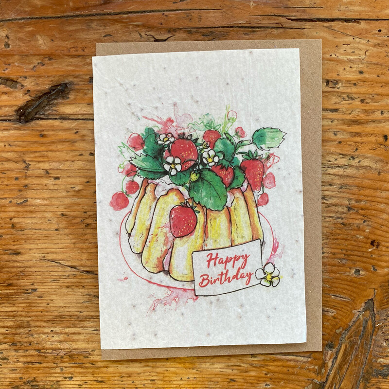 Carte à planter «  Happy birthday fraises » (notice en anglais) 