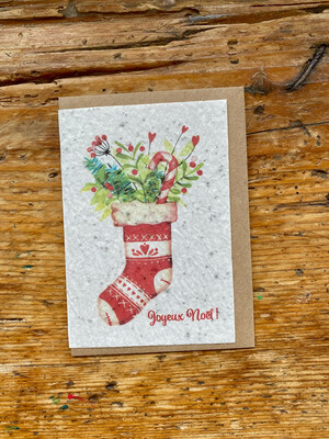 Carte à planter "Joyeux Noël chaussette"