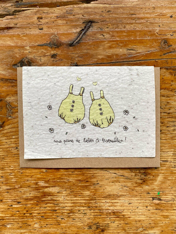 Carte à planter " Une paire de bébés à bisouiller- jumeaux "
