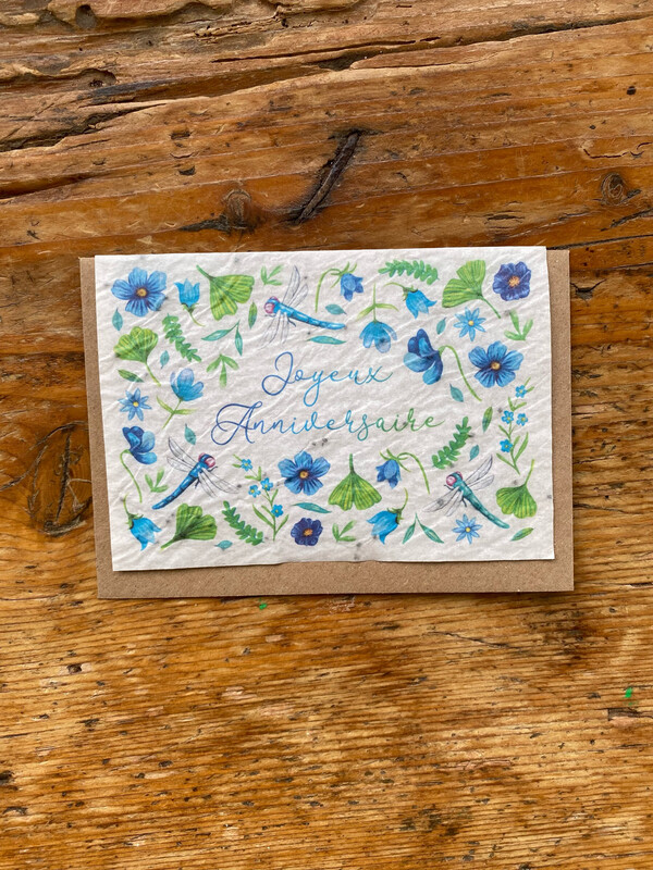Carte à planter "Joyeux anniversaire libellule "