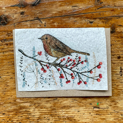 Carte à graines " Oiseau d’hiver"