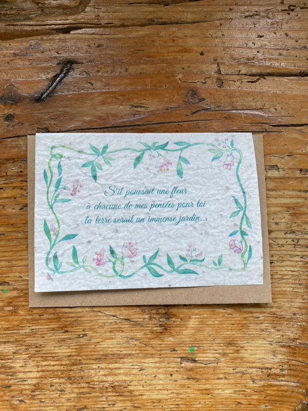 Carte à planter "une fleur à chacune de mes pensées pour toi " - deuil