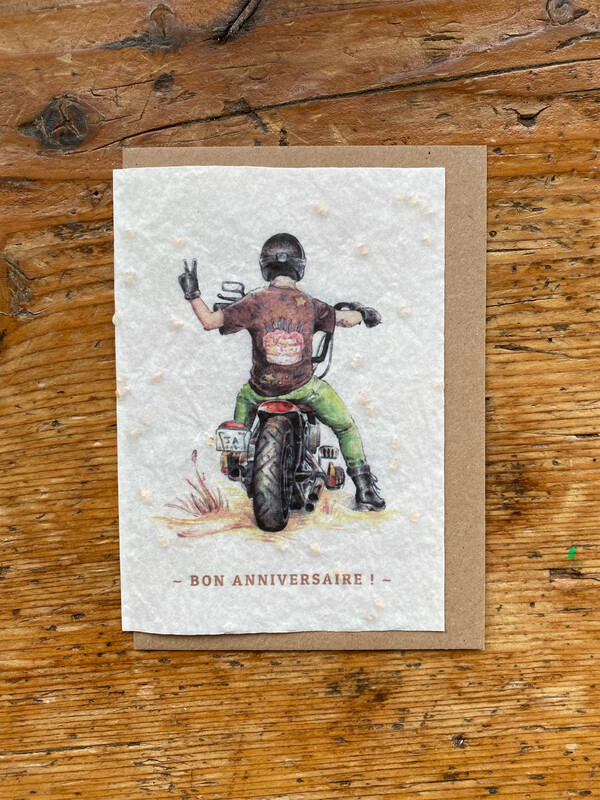 Carte à planter "anniversaire moto - motard "