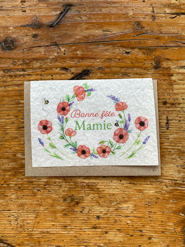 Carte à planter "Bonne fête mamie coquelicot"