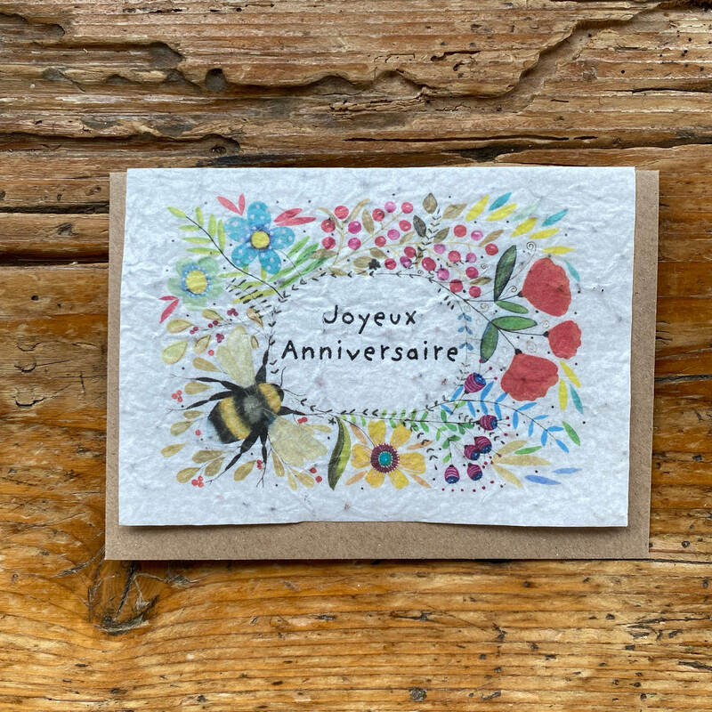 Carte à planter ensemencée en graines de fleurs des champs "Couronne Joyeux Anniversaire "