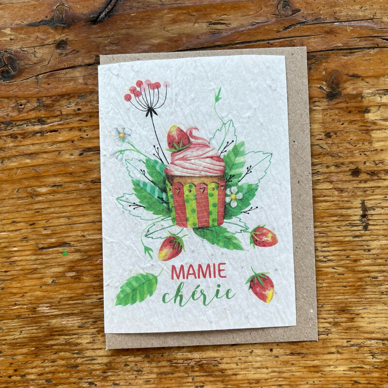 Carte à planter " Mamie chérie cupcake "