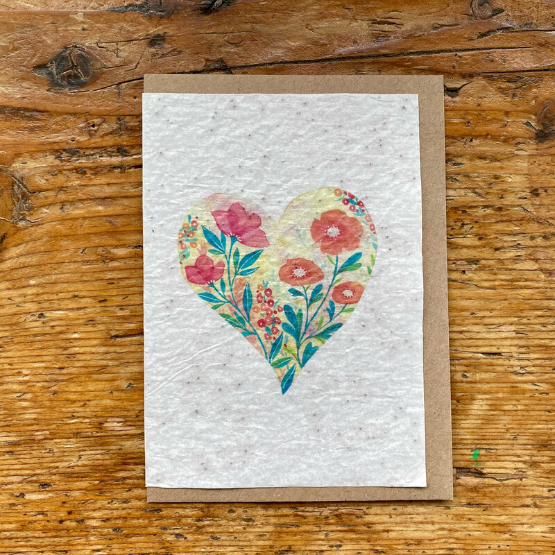 Carte à planter " coeur de coquelicots "