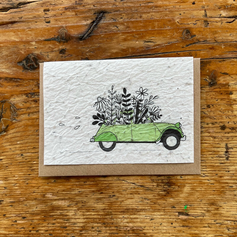 Carte à planter " 2CV fleurie "