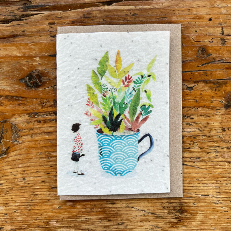 Carte à planter " fillette  ?" (notice en allemand)