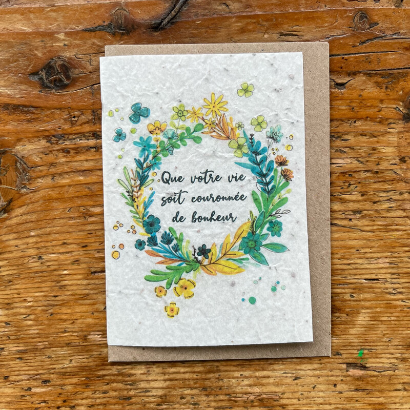 Carte à planter " que votre vie soit couronnée de bonheur - mariage 