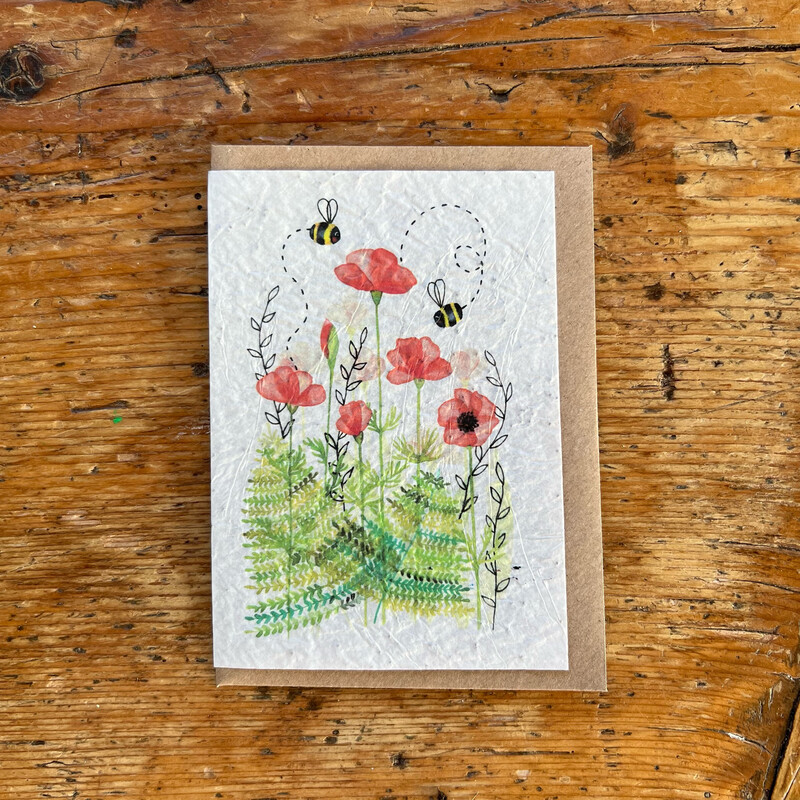 Carte à planter " Coquelicots et abeilles "