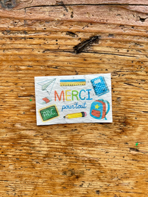 Mini carte à planter double "Merci pour cette année" fleurs des champs"