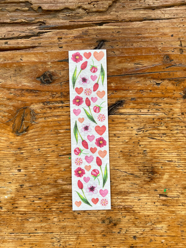 Marque-page à planter  « coeurs et fleurs   » 