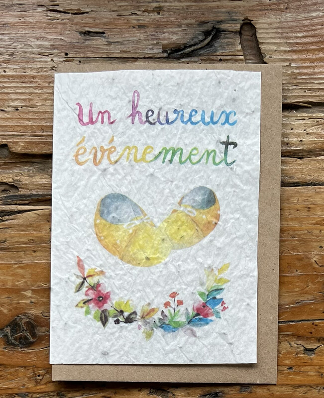 Carte à planter "Heureux événement jaune" - naissance